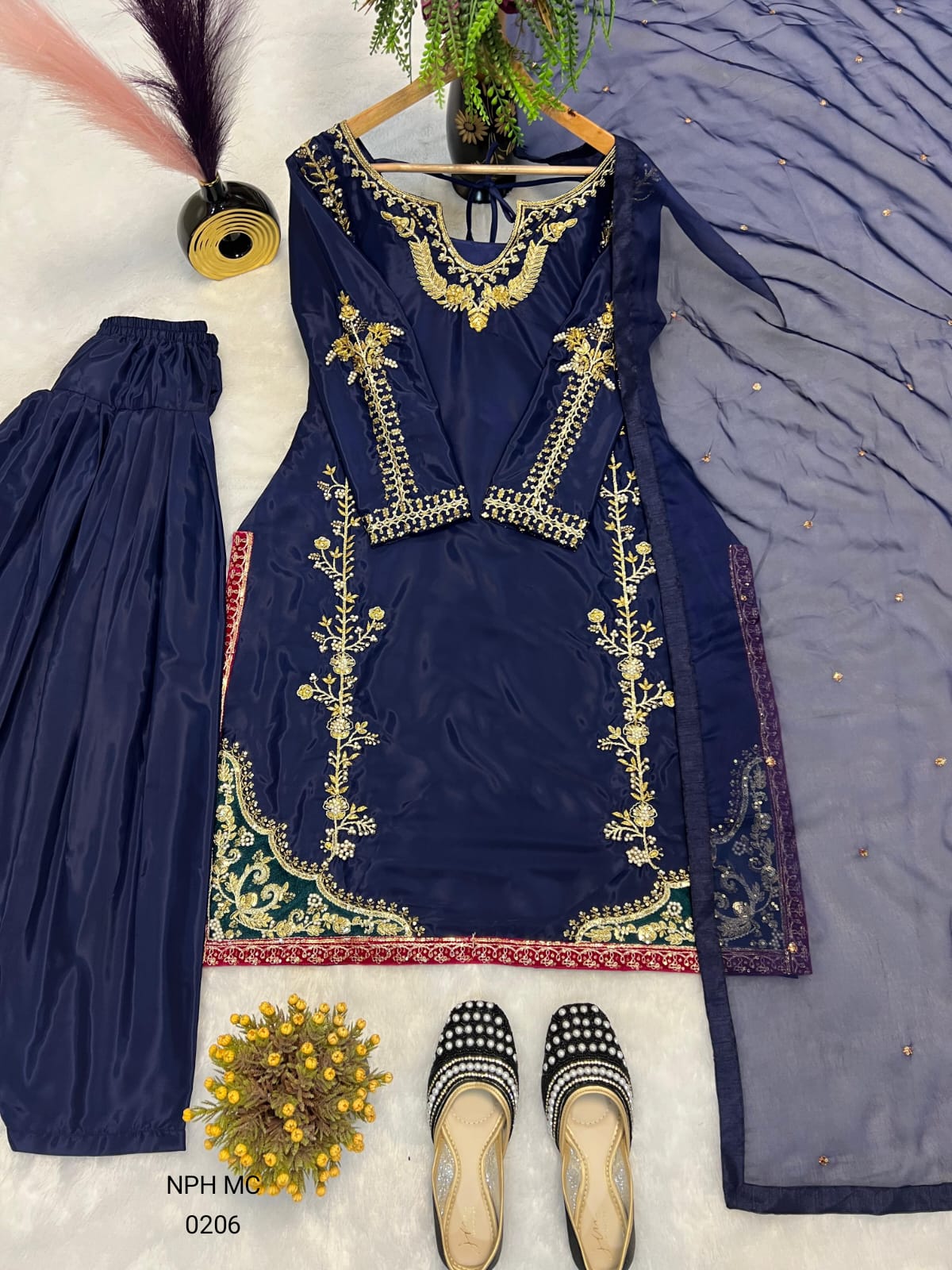 Designer Party Wear Look top with farshi salwar